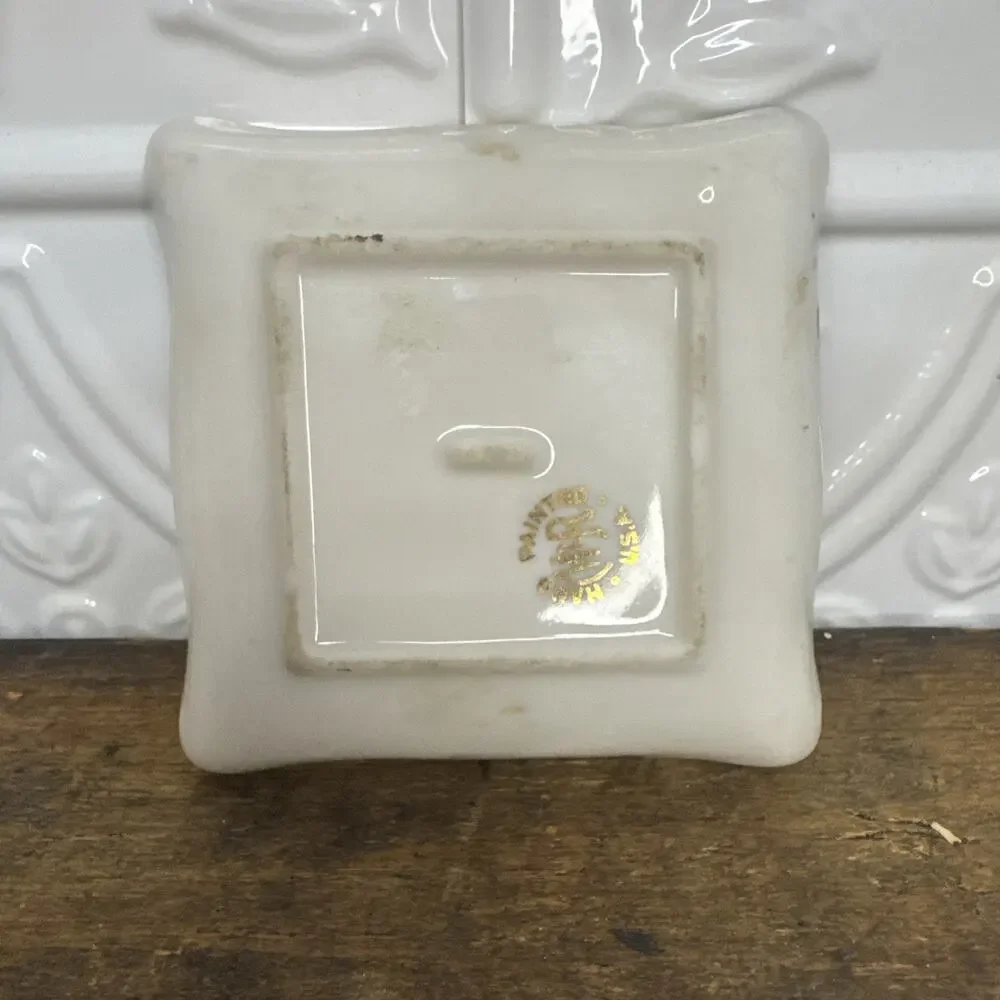 Vtg. M&R USA Porcelain Butter Pat Pin Tray Ring Dish Victorian Gold Gilt